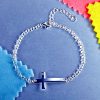 Sterling Silver Classic Bracelet with Cross Charm - Image 2