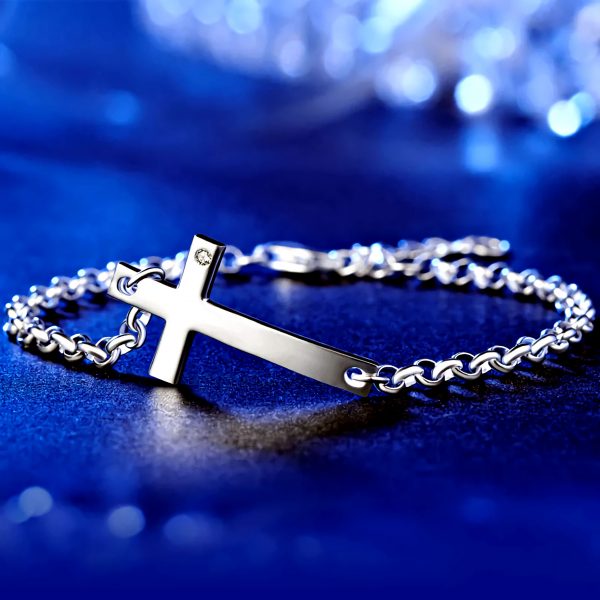 Sterling Silver Classic Bracelet with Cross Charm