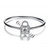 Sterling Silver Heart Lock Bangle with Mobile Stone - Image 9