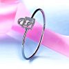 Sterling Silver Heart Lock Bangle with Mobile Stone - Image 2