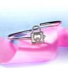Sterling Silver Heart Lock Bangle with Mobile Stone - Image 3