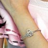 Sterling Silver Heart Lock Bangle with Mobile Stone - Image 5