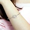 Sterling Silver Bangle with Mobile Stone (4.5 mm), Roman Numbers Shape - Image 7