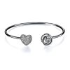 Sterling Silver Heart Bangle with 5.7mm Mobile Stone - Image 6