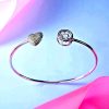Sterling Silver Heart Bangle with 5.7mm Mobile Stone - Image 3