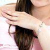 Sterling Silver Heart Bangle with 5.7mm Mobile Stone - Image 5