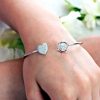 Sterling Silver Heart Bangle with 5.7mm Mobile Stone - Image 4
