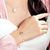 Sterling Silver Bracelet with Moissanite Mobile Gemstone and Fresh Water Pearls - Image 5