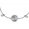 Sterling Silver Bracelet with Moissanite Mobile Gemstone and Fresh Water Pearls - Image 9