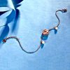 Sterling Silver Bracelet with Moissanite Mobile Gemstone and Fresh Water Pearls - Image 3